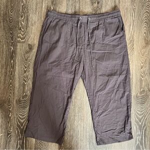 XL Gray Cotton/Linen Blend Elastic Waist With Drawstring Pants.